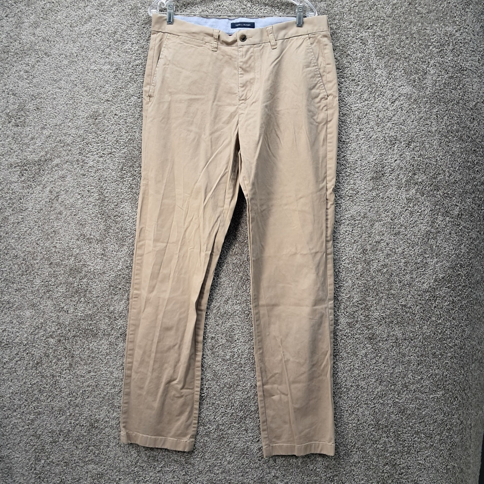 Tommy Hilfiger Mens Custom Fit Chino Pants Tan Khaki Stretch 3434 34x34